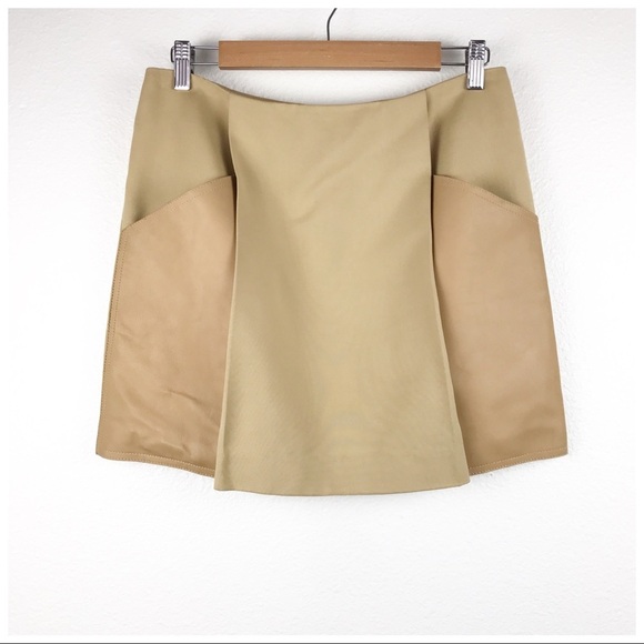 3.1 Phillip Lim Tan Leather Panel Skirt with Pockets Size 6 - Picture 1 of 10